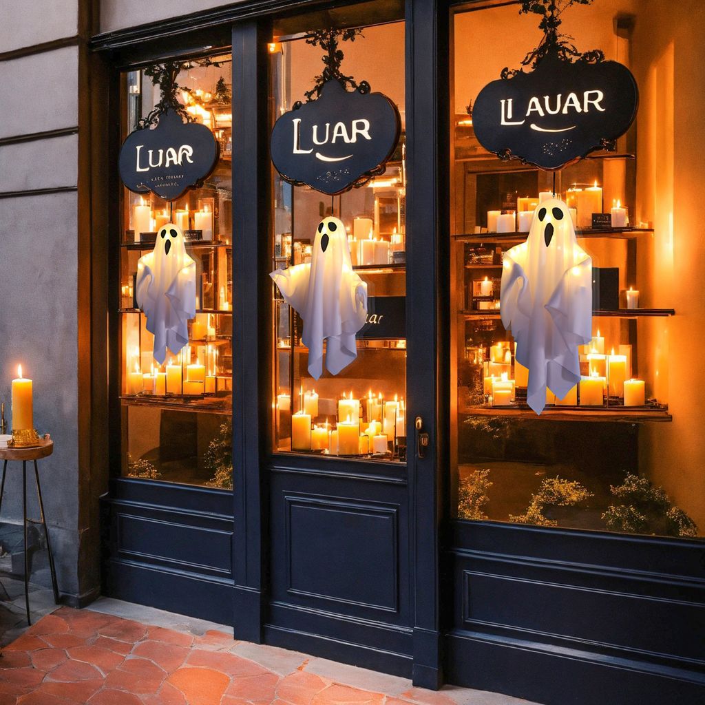 KOMEIYL 2x Hängende Halloween Geister - LED Geister Deko Für Garten & Party