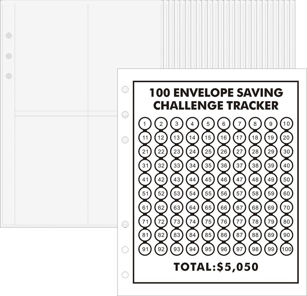 1 Set Geldspar-Binder-Kit 100-Tage-Geldspar-Challenge Binder-Einsätze Notebook-Kernzubehör
