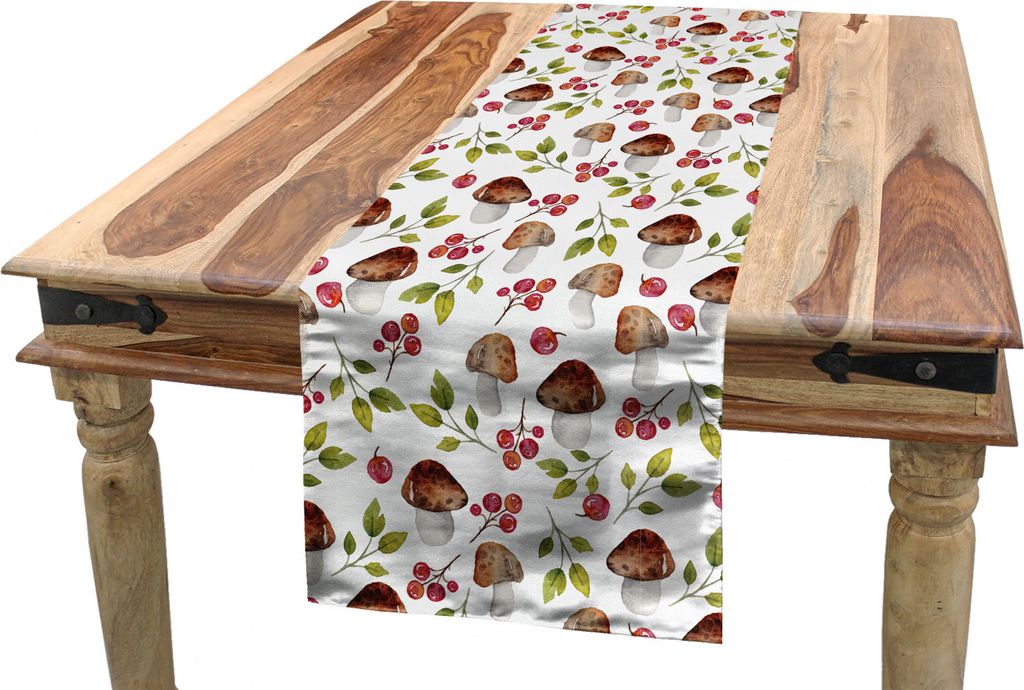 ABAKUHAUS Pilz Tischläufer, Wald-Elemente Pilz, Esszimmer Küche Rechteckiger Dekorativer Tischläufer, 40 x 180 cm, Mehrfarbig