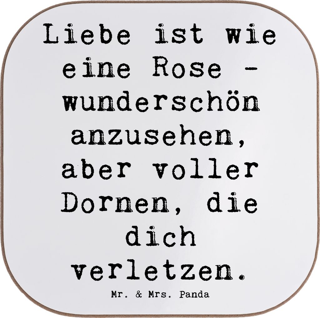 Mr. & Mrs. Panda Holzuntersetzer Spruch Rose Herzschmerz - Weiß - Geschenk, Gefühl, bieruntersetzer, Lächeln, Zitat, Erinnerung, Motivation, Get...