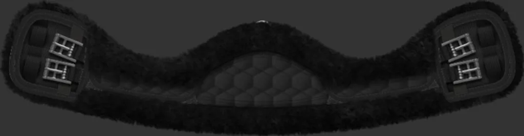 Sangle de selle courte 65cm en agneau et textile matelassé noir mat