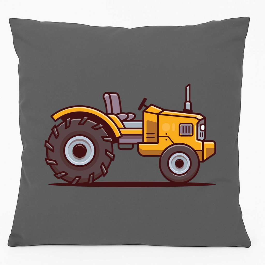 Huuraa Kissen Traktor Trecker 40x40cm mit Füllung Steel Grey Baumwolle Dekokissen Geschenkidee