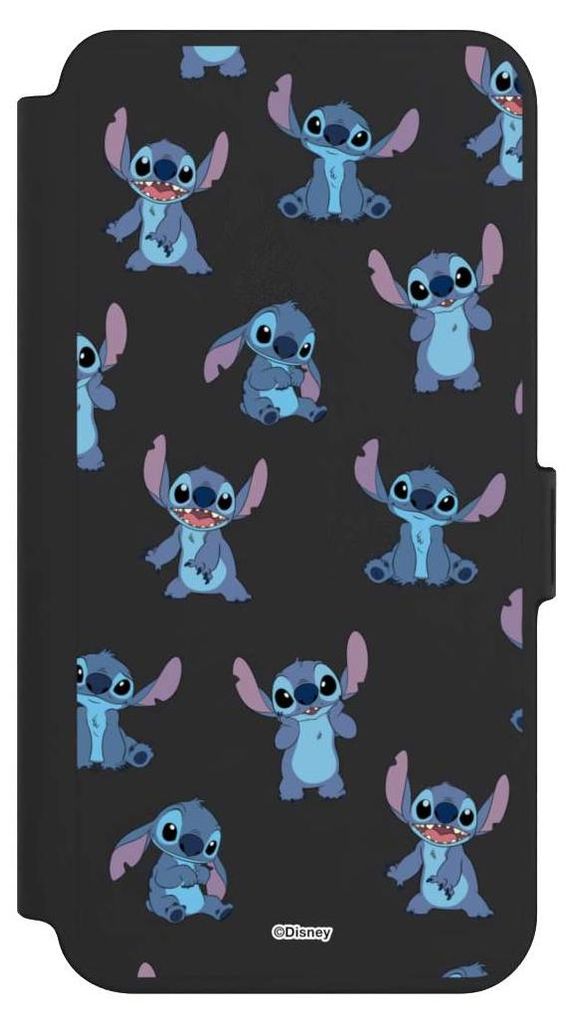 NIVOCASE Klapphülle für Samsung Galaxy S25+ Handyhülle aus Kunst Leder NIVOflip schwarz Disney Offizielles Lizenzprodukt Lilo & Stitch