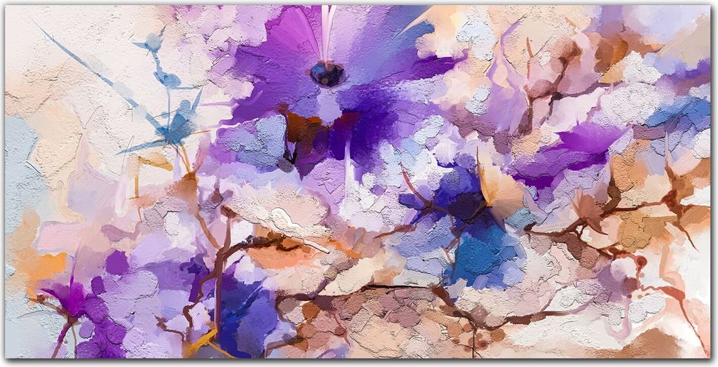 Coloray Bild aus Glas 140x70 gehärtetes Glas glasblock mit bild Küche wohnzimmer wanddekoration Dekoration - Blumen Pflanzen