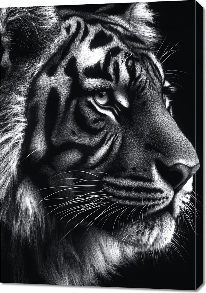 Ritratto Animale Tigre 70x100 | Quadro Bianco e Nero Arredo Emozionale