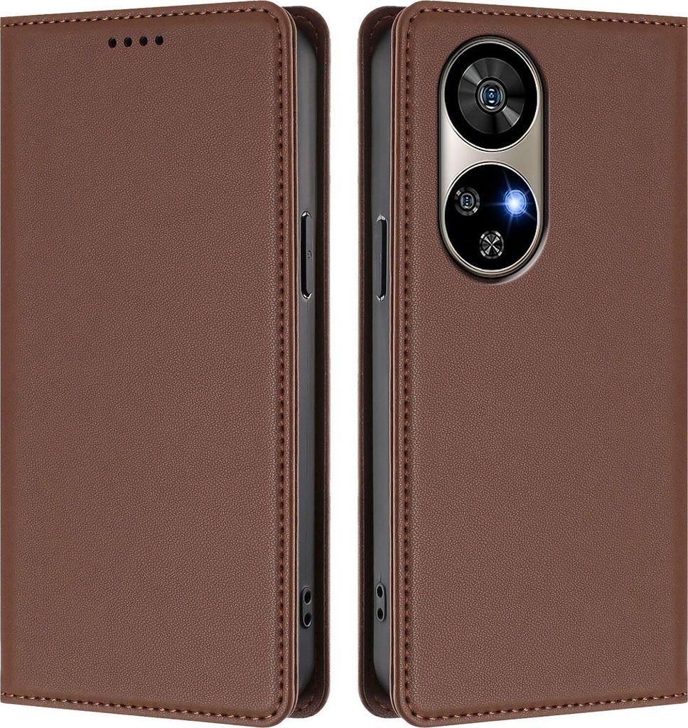 Handyhülle für Ulefone Note 17 Pro, Kunstleder Klapphülle Stoßfeste Magnetische Hülle mit Ständer Braun
