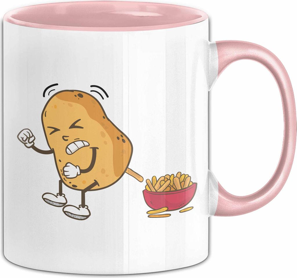 Lustige Kartoffel Tasse Geschenk Grafik Pommes (Rosa)