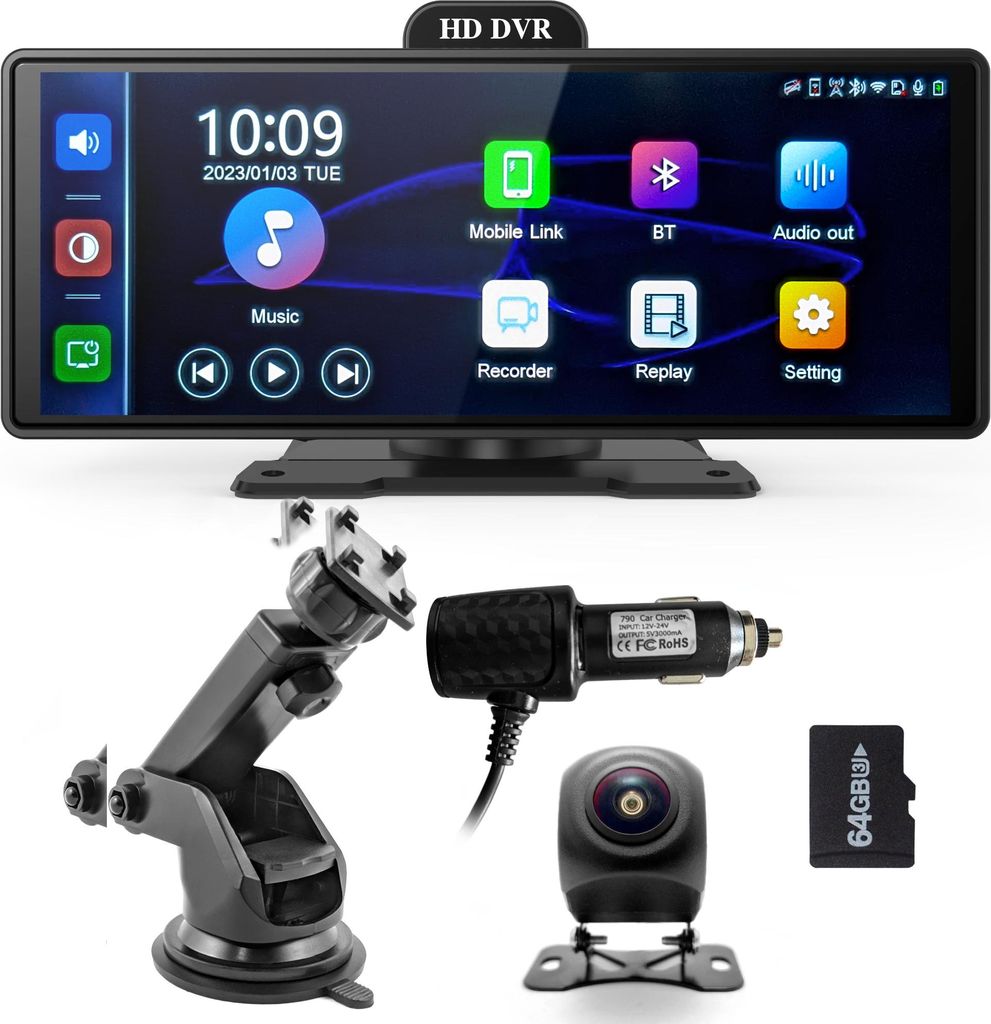 Multimedia-Station Recorder Android Apple Carplay DVR 4K 2 Wifi Kameras