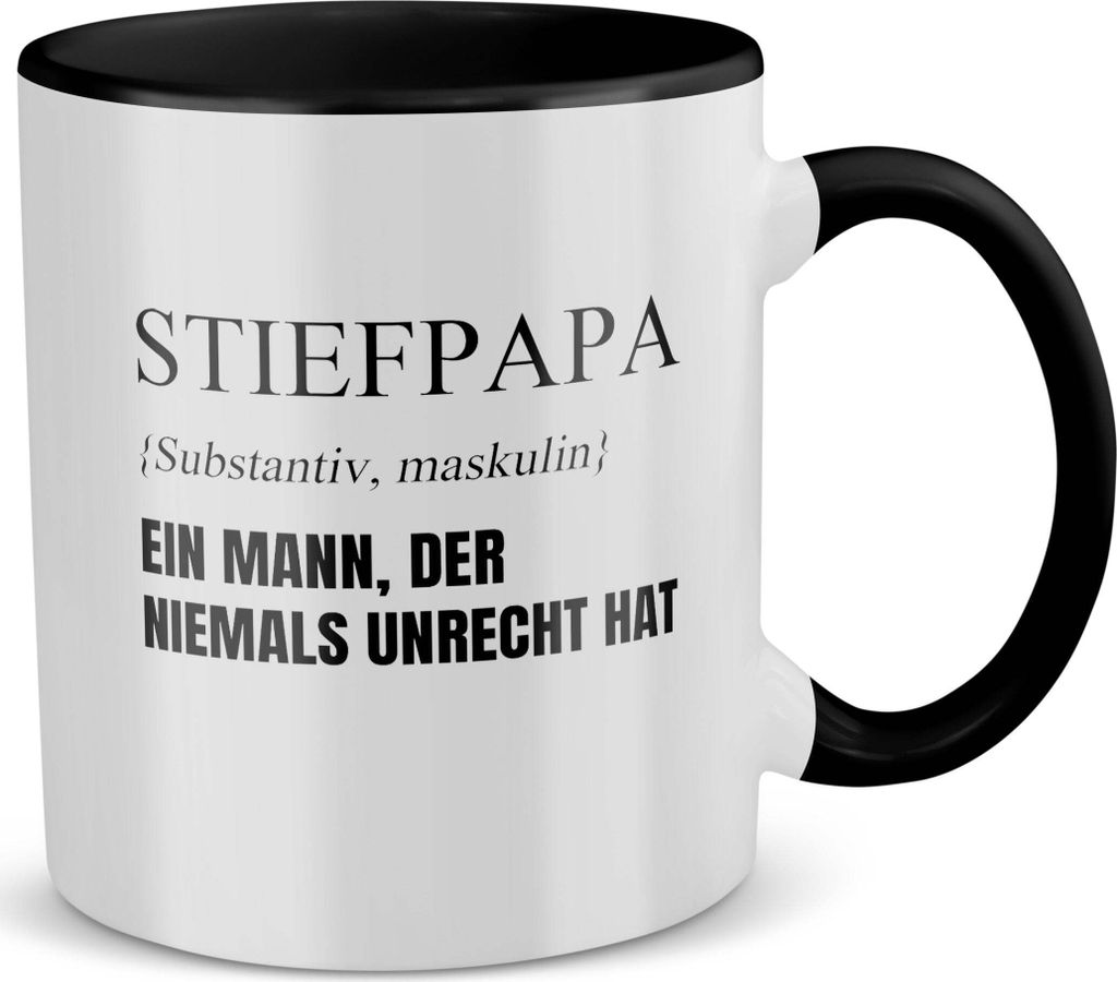 22Feels Stiefpapa Geschenk Vatertag Bonuspapa Stiefvater Tasse Geburtstag Herrentag Weihnachten Patchwork Stiefeltern Kaffeetasse Männer (Weiss-Sc...