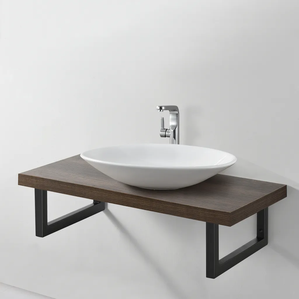 Supports Lavabo 40x20cm Acier Noir : Solution Fixation Murale Stable