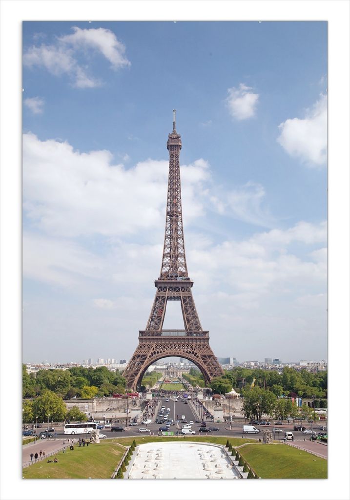 Wallario Wandbild Eiffelturm in Paris, Größe: 61 x 91,5 cm, Poster mit rahmenlosen Bildhalter