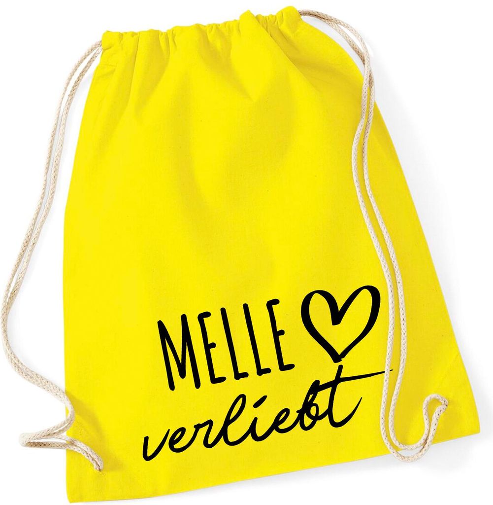 Huuraa Turnbeutel Melle verliebt 12 Liter Yellow Baumwolle Rucksack Geschenkidee