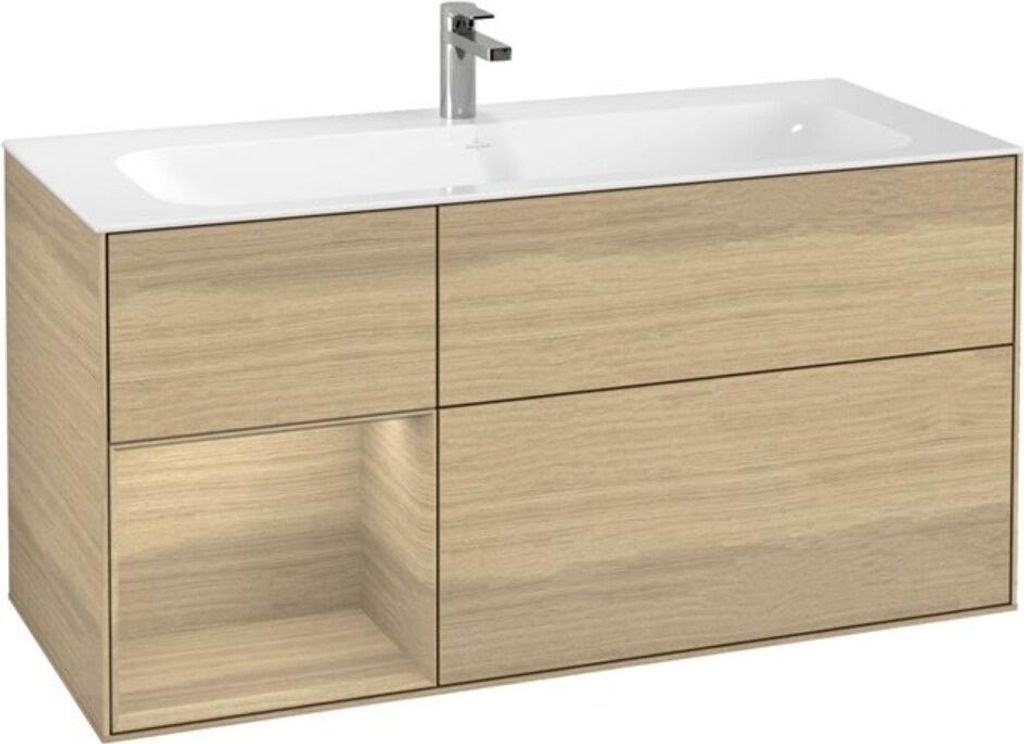 V&B Waschtischunterschrank Wandbeleuchtung Finion 119,6x59,1cm, Reg li Oa ven, Oak Veneer