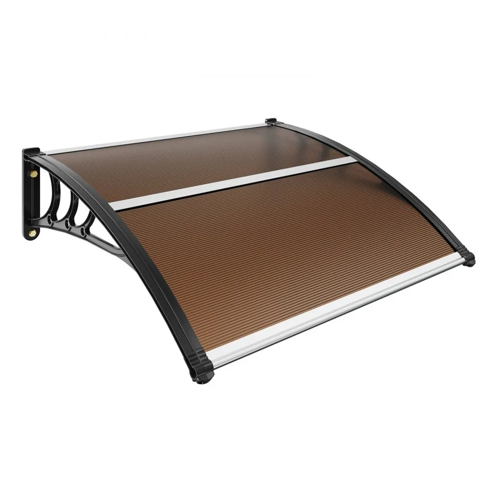 Tettoia per porta d'ingresso 965 x 1017 mm - Tettoia UF50+ - Pellicola di protezione solare in PC - Tettoia per porta d'ingresso - Lastra in PC + staffa in ABS + connettore in alluminio - Tettoia a foglia resistente ai raggi UV - Tettoia per porta d'ingresso - Tettoia a foglia - 10