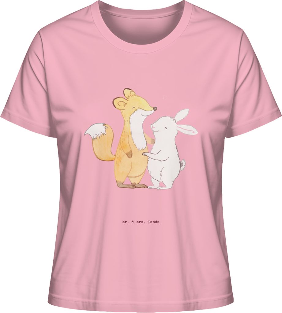 Mr. & Mrs. Panda Oberteil Damen Fuchs Hase Freunde treffen Größe S - Baumwolle Pink - Geschenk, T-Shirt, shirt, Basic, Kurzarm