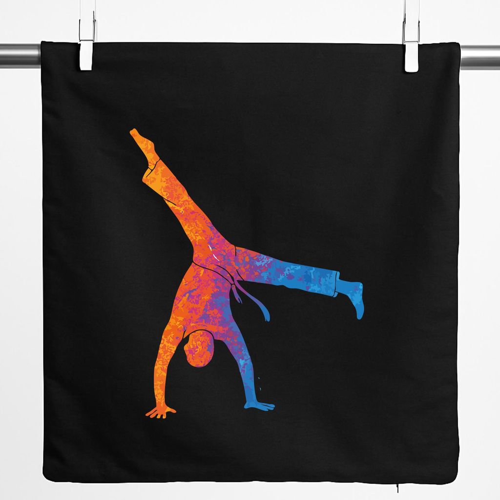 Huuraa Kissenbezug Capoeira bunte Silhouette 40x40cm Black Baumwolle Dekokissenbezug Geschenkidee
