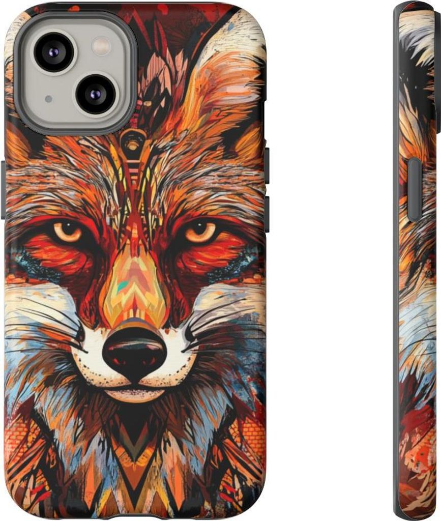 Abstraktes Fuchs-Gesicht – Hülle Kompatibel mit iPhone 14