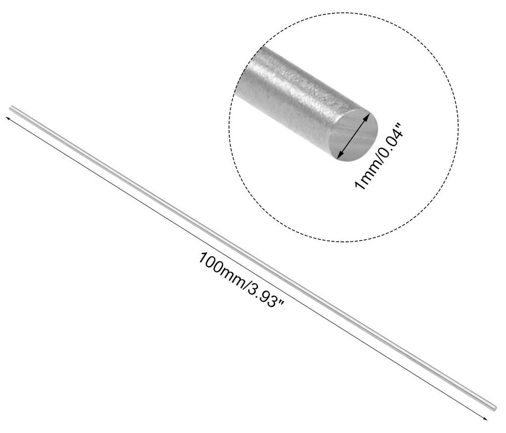 10St Rundstange Stahl, 1mm HSS Drehmei?el, fš¹r Wellengetriebe Drehmaschinen Bohrmaschine Miniaturachse, Zylinderstift DIY Werkzeug 100mm Lang