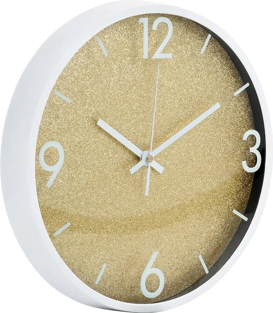 Grande pendule murale décorative design blanc et or pour maison moderne