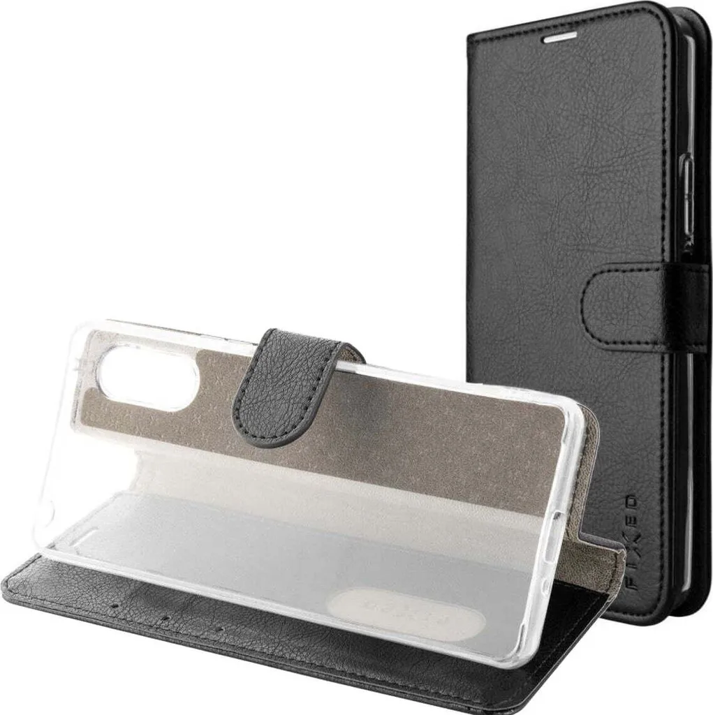 Housse Sony Xperia 10 VI Fixed Opus Noir - Étui Portefeuille Élégant