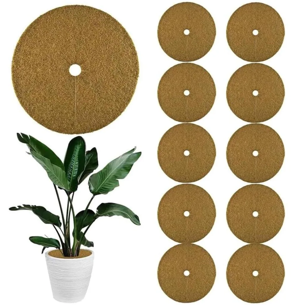 Tapis de coco Ø 20 cm pour pots - Paillis naturel (Lot de 10)
