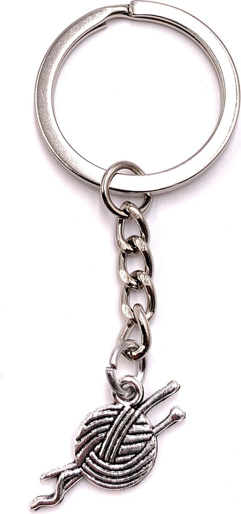 Onwomania Schlüsselanhänger Wolle Garn Stricken Silber Metall Anhänger Charm