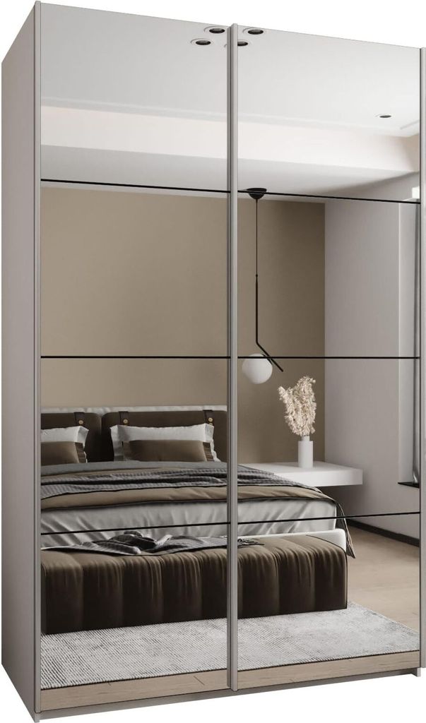 MEBLE KRYSPOL LUX 2 Schrank - 245,5x160x64cm - Weiß, Schwarz, Silber