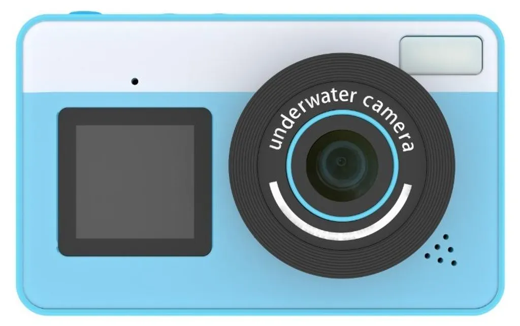 Caméra de plage étanche avec double écran LCD et format compact bleu INF