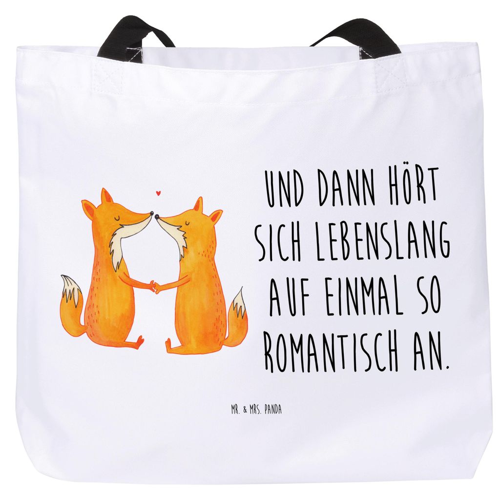 Mr. & Mrs. Panda Reisetasche Füchse Liebe - Weiß - Geschenk, Schultasche, Strandtasche, Laptoptasche, Tasche, Fuchs, Fox, Tote Bag, Freundin