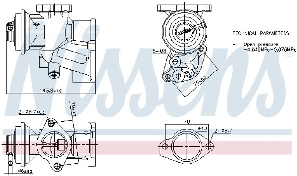 Vanne EGR NISSENS 98476 pour Opel Corsa C - Recirculation Gaz