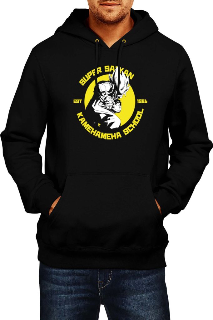 Herren Kapuzenpullover Dragon Anime Manga Ball Z Super Saiyan Kamehameha School, Man 2XL / Schwarz