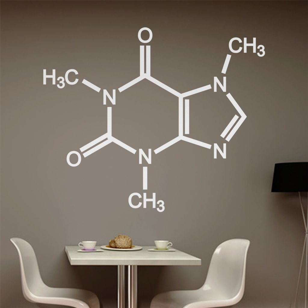 Coffein Koffein Kaffee Wandtattoo in 6 Größen - Wandaufkleber Wall Sticker - Dekoration, Küche, Wohnzimmer, Schlafzimmer, Badezimmer