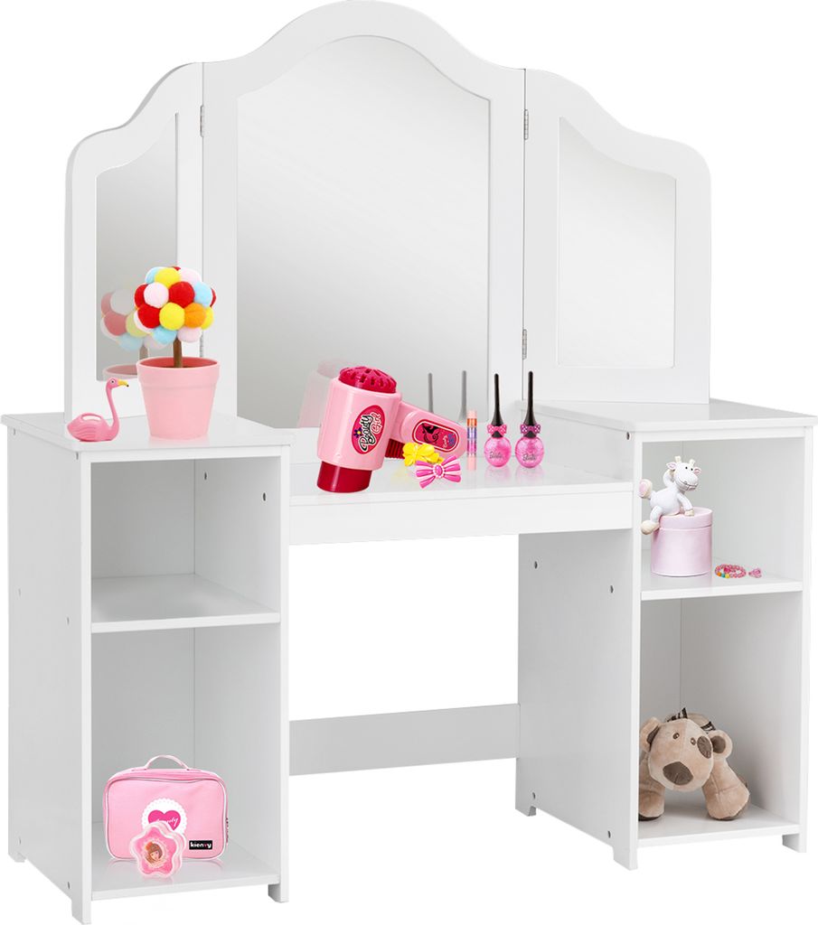 COSTWAY 2 en 1 Coiffeuse pour enfants Bureau avec miroir Image du produit 