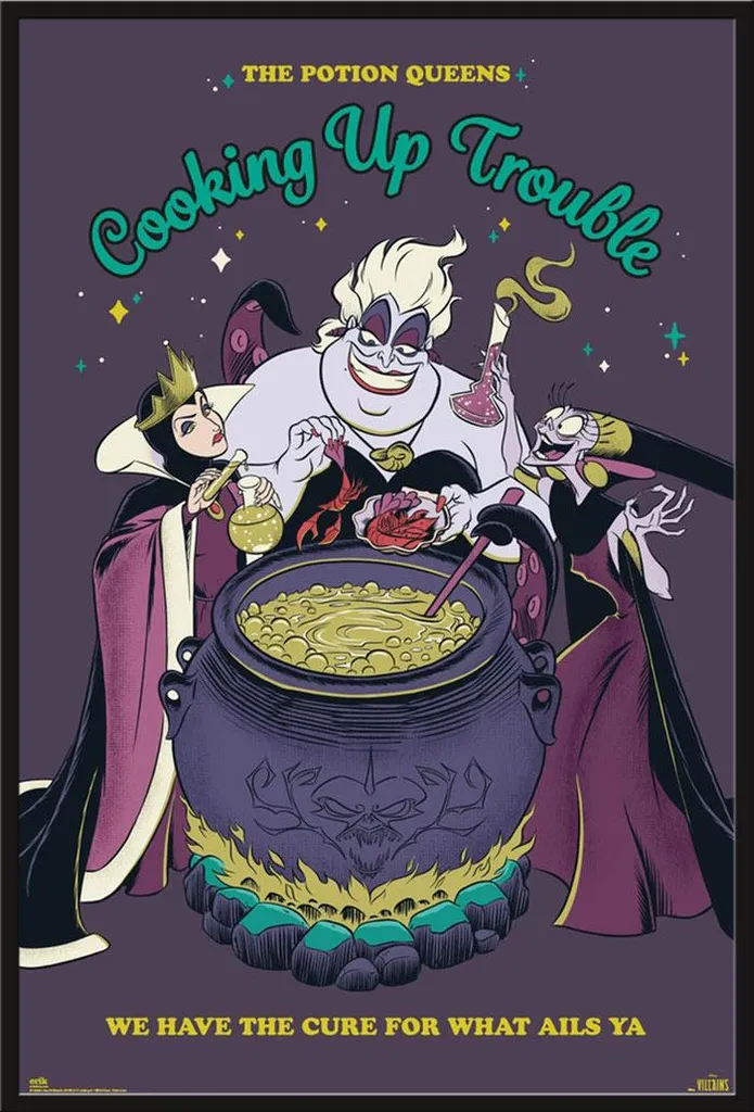 Déco Murale Disney Méchants avec Cadre Noir Shinsuke® pour Salon et Bureau