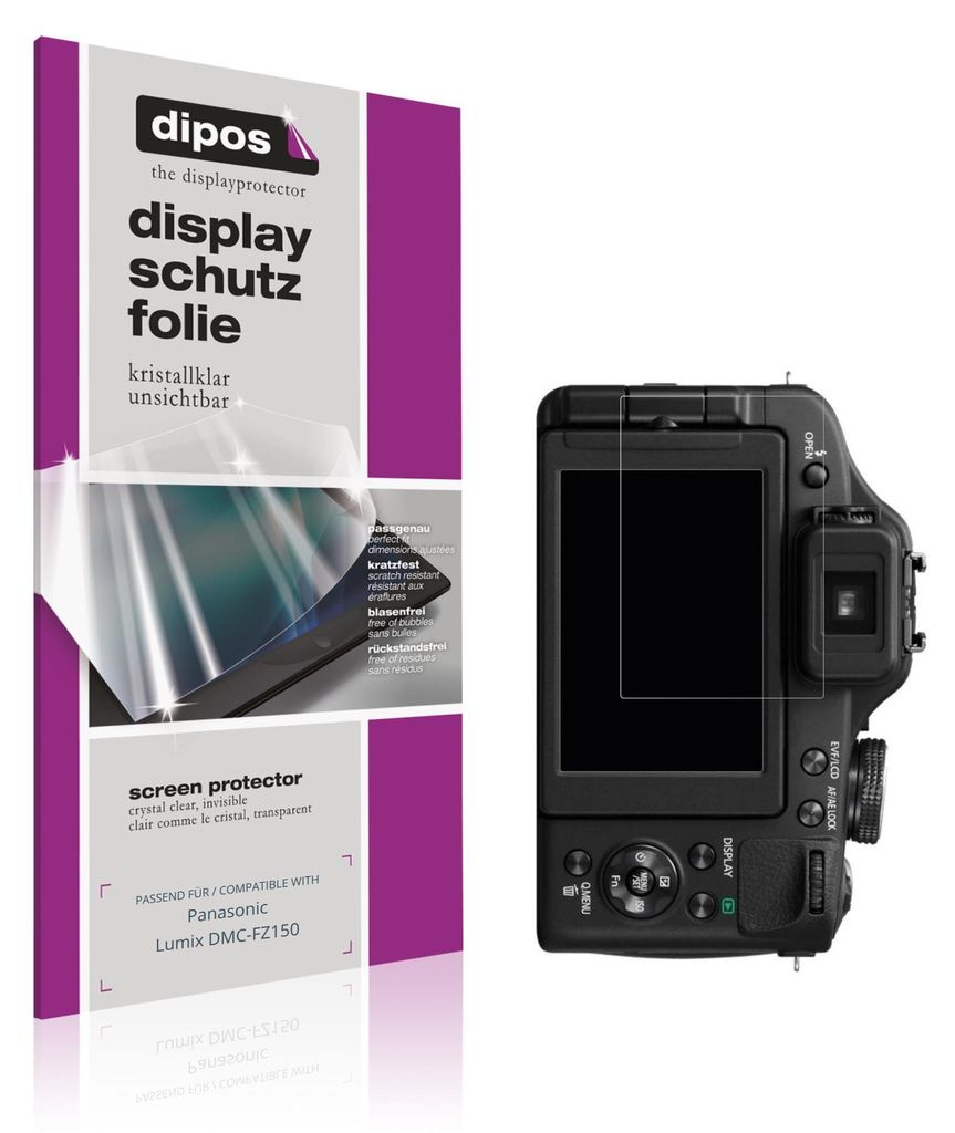 4x Schutzfolie für Panasonic Lumix DMC-FZ150 klar Displayschutzfolie Folie Display Schutz dipos