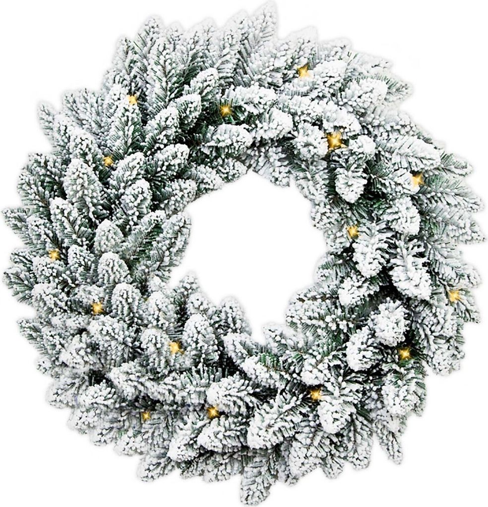 Weihnachtskranz künstlich undekoriert schneeweiß DELUXE Produktbild 1