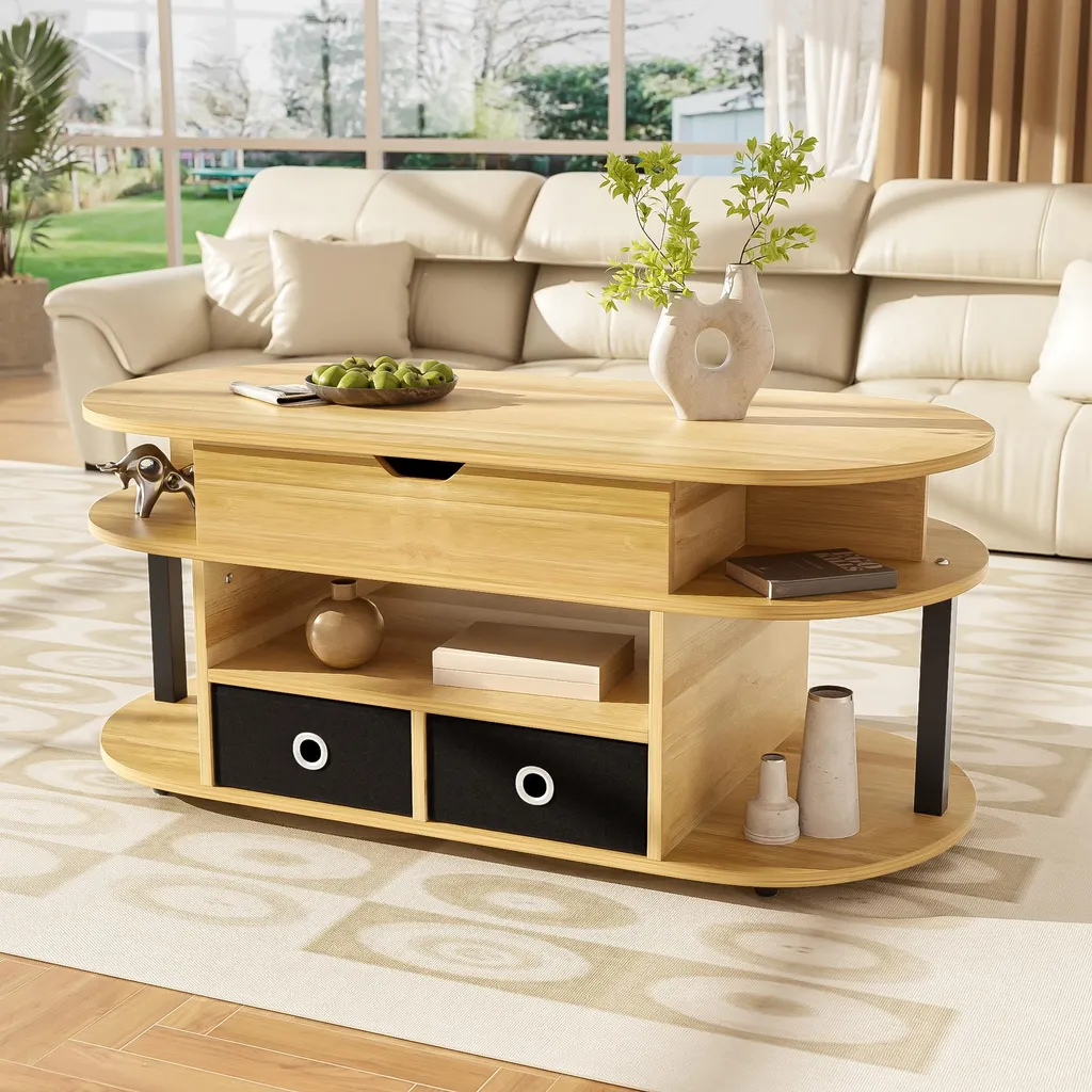 Table basse bureau relevable idéale pour télétravail avec rangements - 2