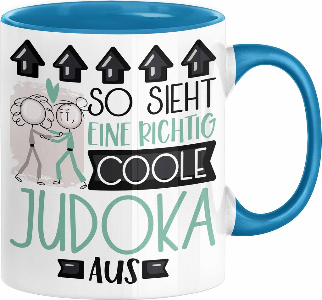 Judoka Geschenk Tasse Geschenkidee für Judoka Geburtstag Weihnachten Spruch So Sieht Eine Richtig Coole Judoka Aus Kaffee-Becher (Blau)