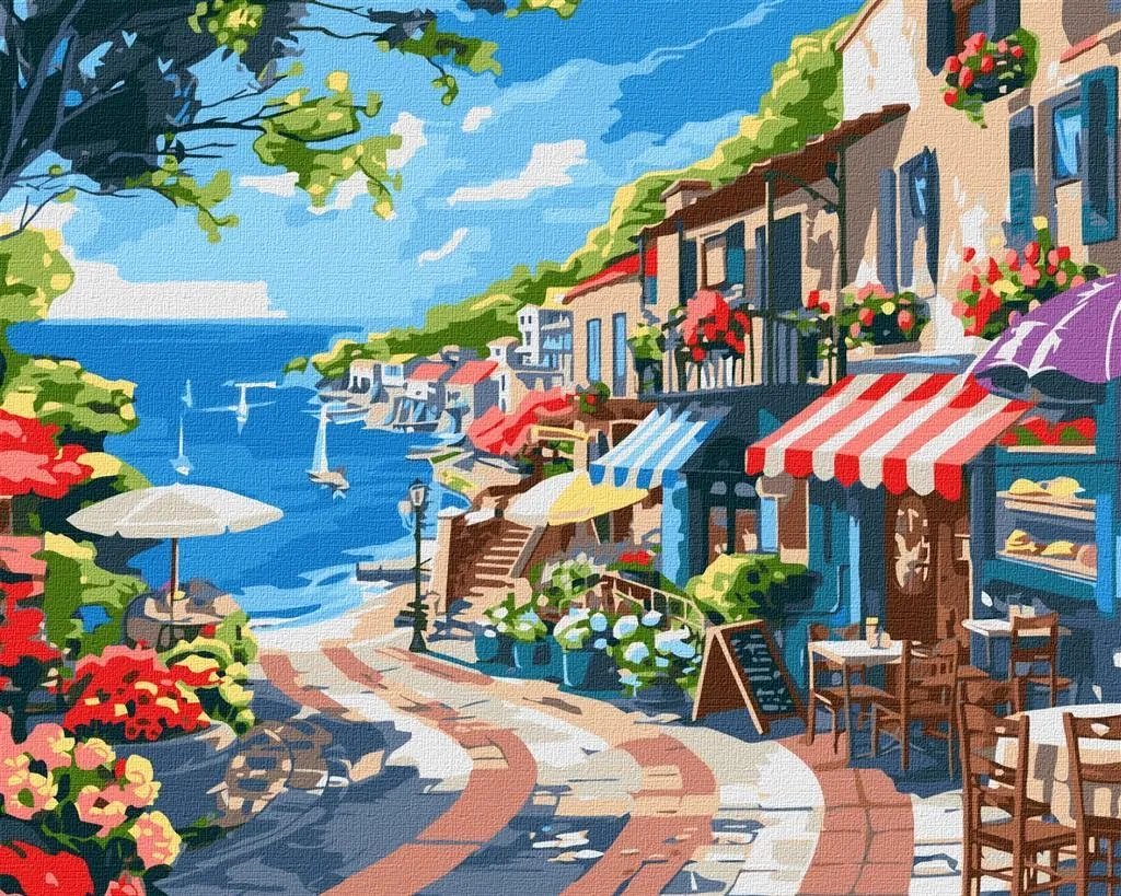 Amiiba Kit fai da te per dipingere i numeri per adulti e bambini, Fiume Alberi Paesaggio fai da te 40,5 x 50,8 cm pittura acrilica con numero artistico da parete (con cornice