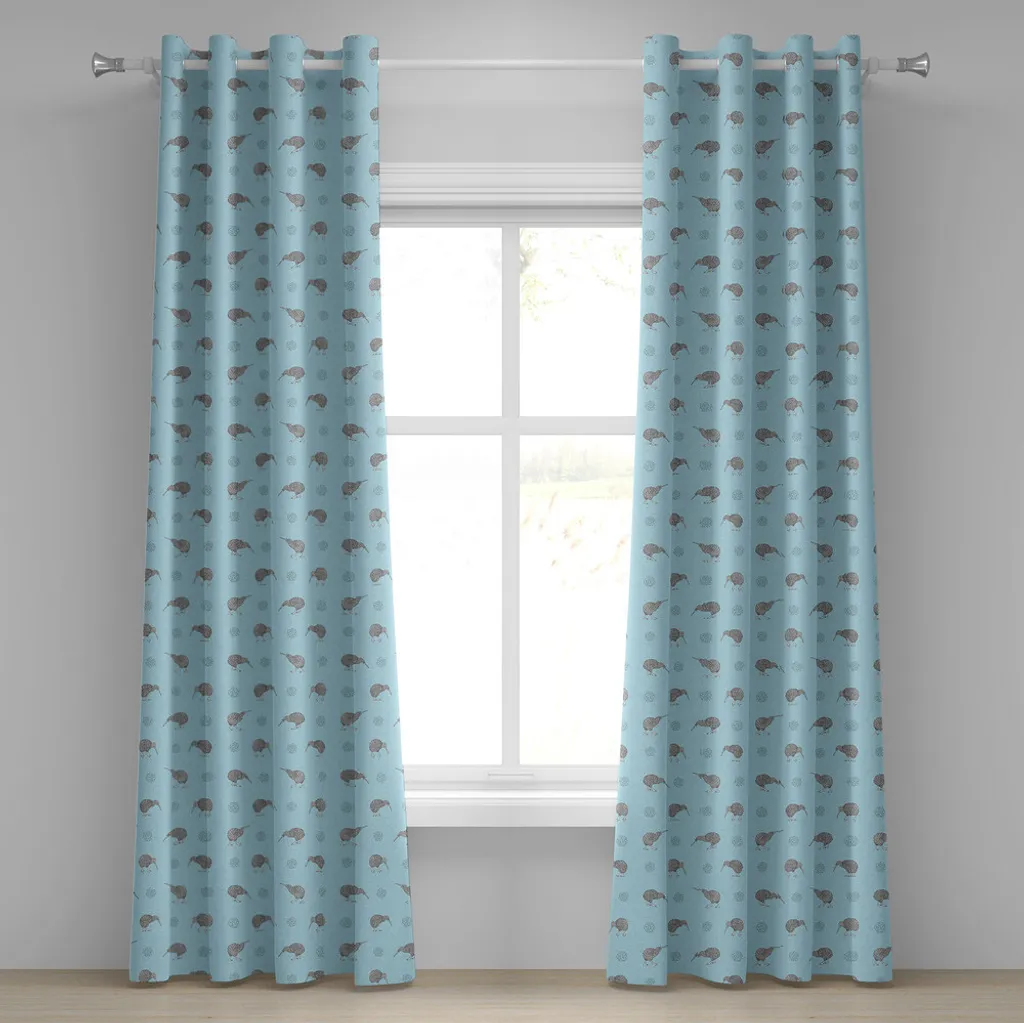 Rideau de salon style exotique 280x245cm motifs kiwis pour chambre d'amis