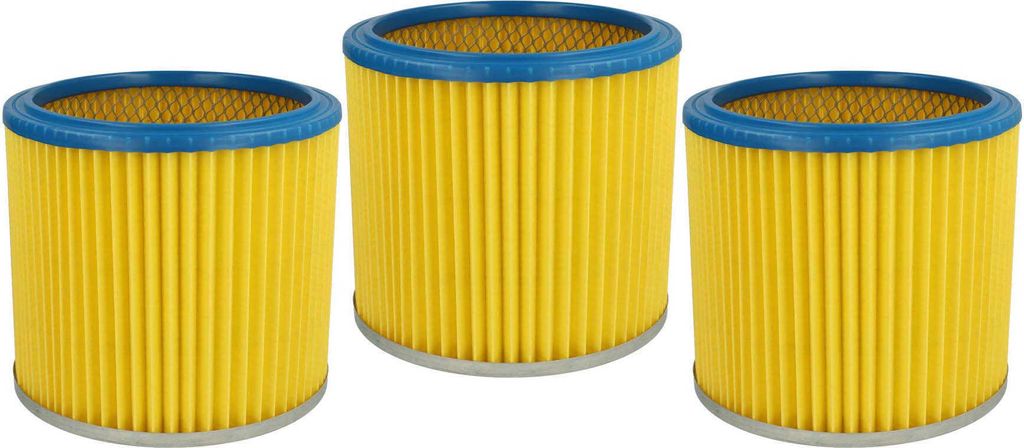 vhbw 3x Faltenfilter Ersatz für Parkside 72800205 für Staubsauger - Patronenfilter Blau Gelb