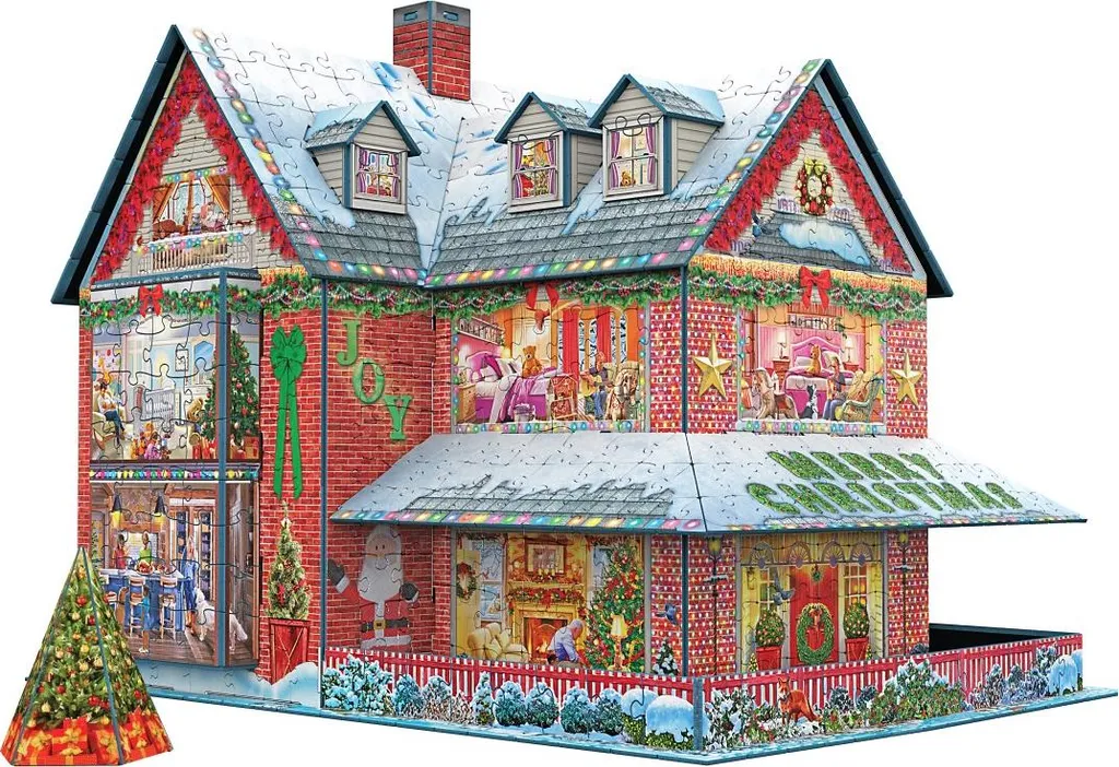 Puzzle 3D Maison de Noël sans Colle - Kit Déco Hiver Facile à Assembler