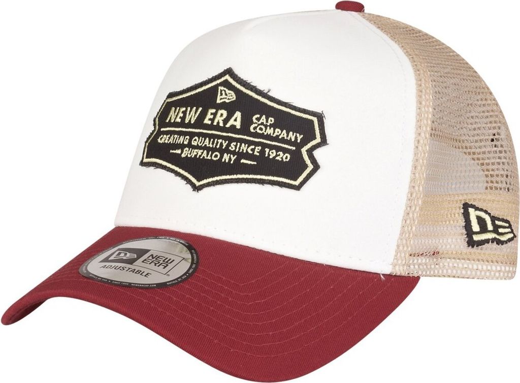 New Era Adjustable Trucker Cap - RETRO 5-PANEL weiß / rot