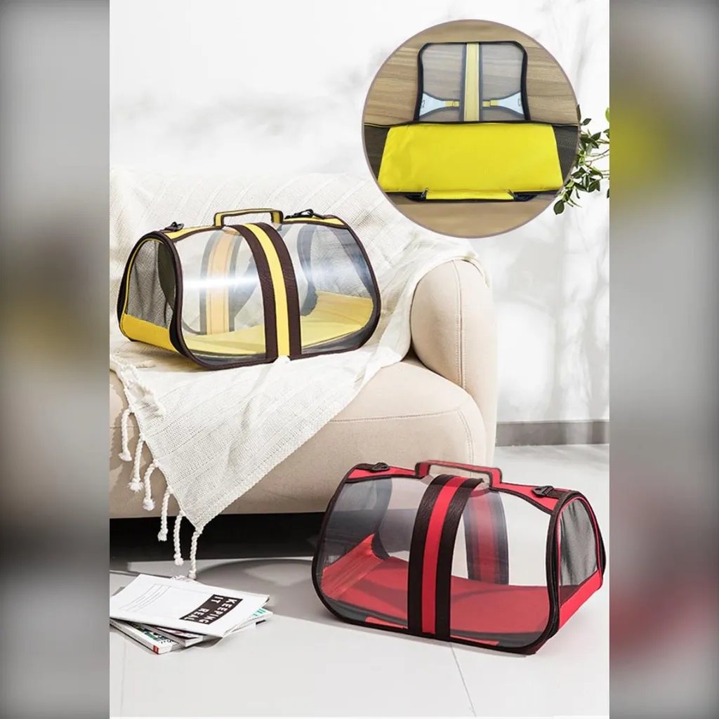 Sac de Transport Rose Respirant avec Capsule Transparente Animaux - 5