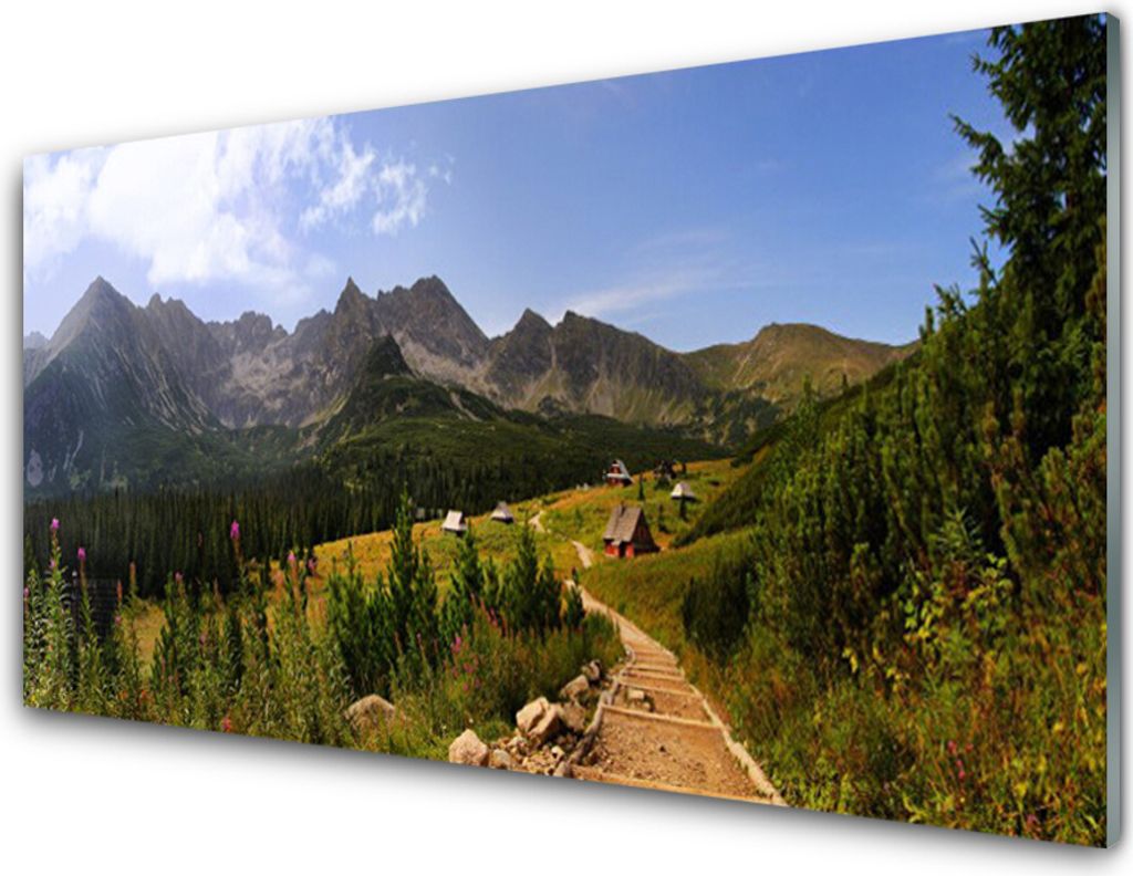 Küchenrückwand aus Glas 100x50cm Spritzschutz Gebirge Wald Natur