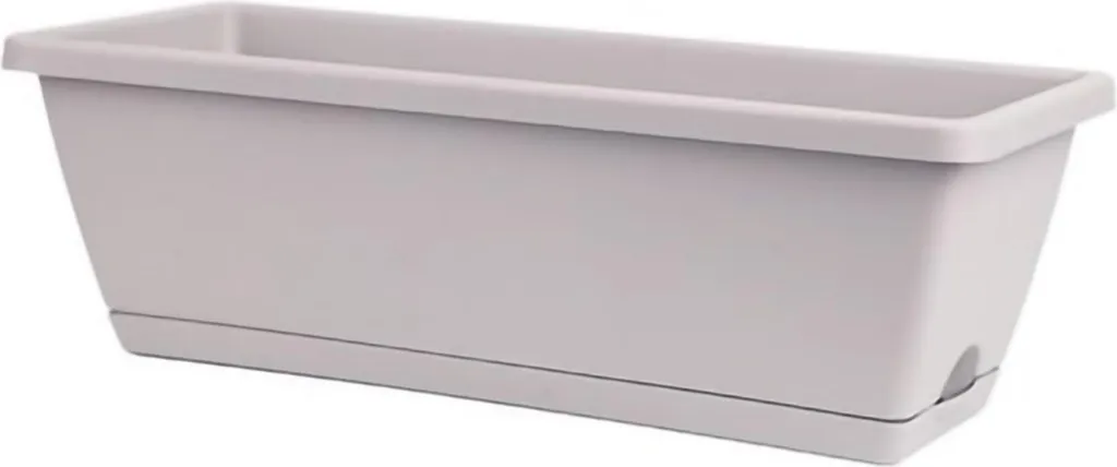 Bac à fleurs rectangulaire en plastique gris 50 x 19 cm pour terrasse