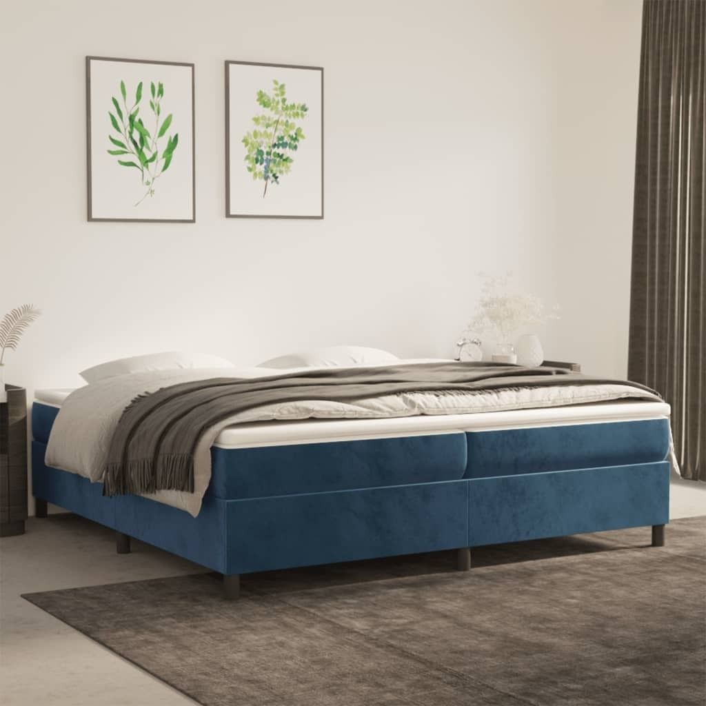 The Living Store Boxspringbett mit Matratze Dunkelblau 200x200 cm Samt