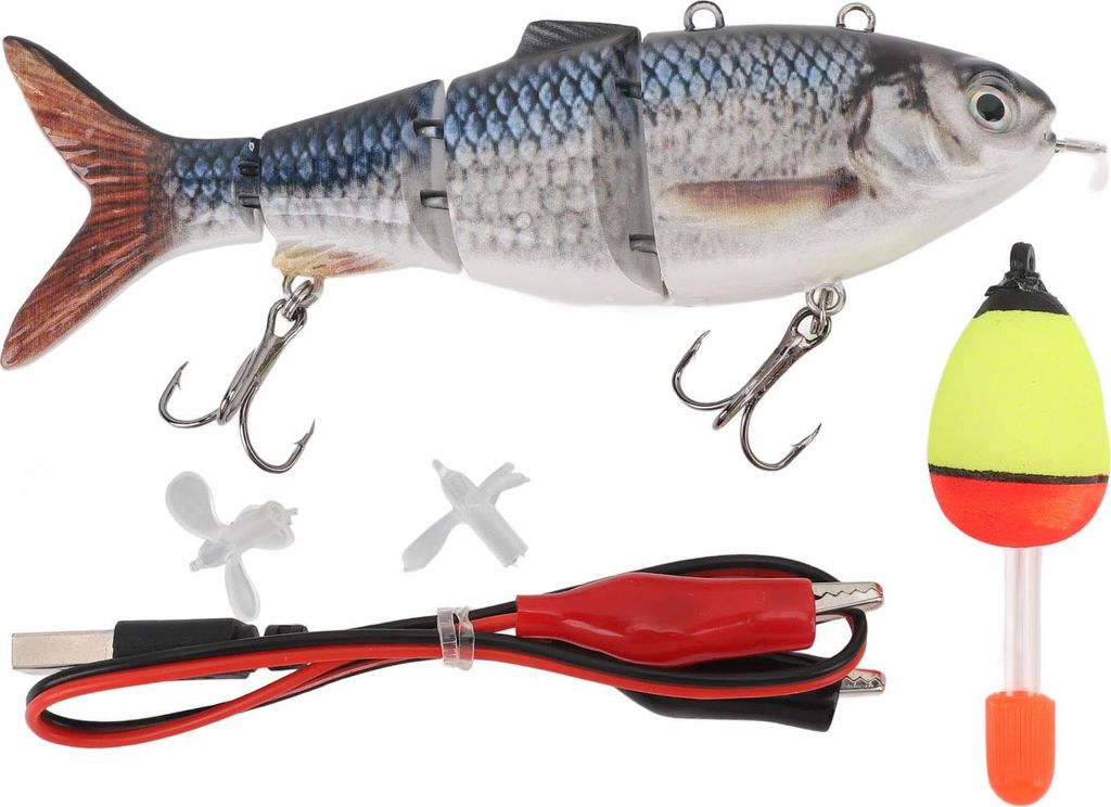 Electric Lure USB wiederaufladbar lebensechtiger multi -fächer -automatischer Schwimmköder mit LED -Licht zum Angeln BL -2042