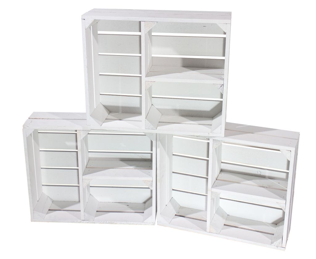 3x WEIßES BASTELREGAL mit 3 versch. Fächern / NEU / 50x40x15 cm / zum verschönern oder verstauen