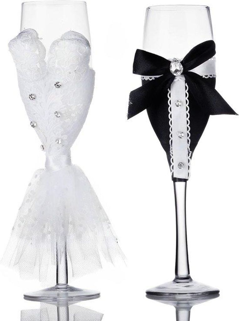 Schwarzes Kristallgläser-Set mit Dekoration und Geschenkbox